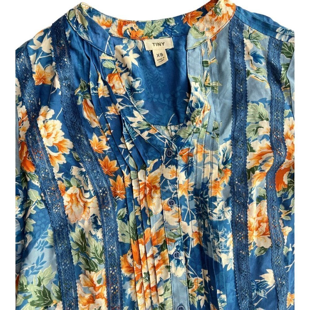 Anthropologie Tiny Giana Drop Waist Long Sleeve Floral Mini Dress, XS - Picture 2 of 4